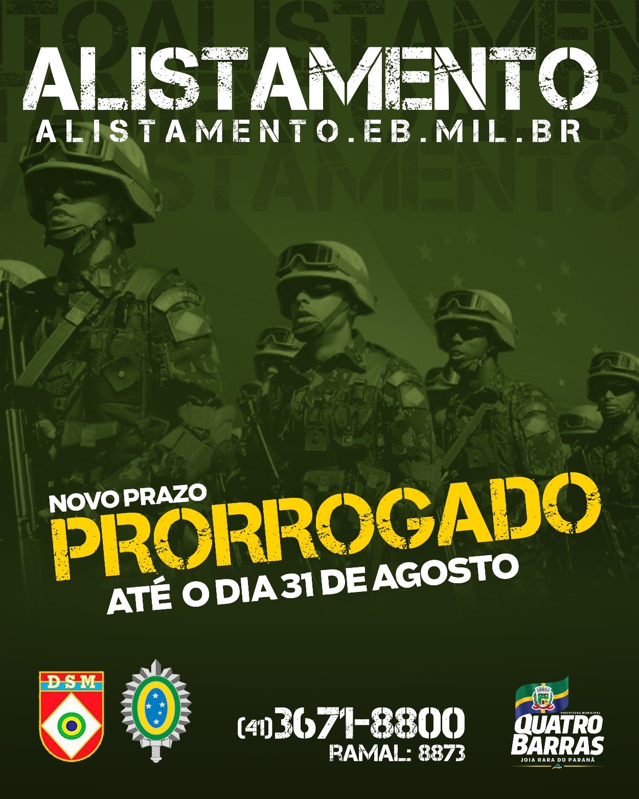 PRAZO PARA ALISTAMENTO MILITAR É PRORROGADO – Prefeitura de Rio Vermelho