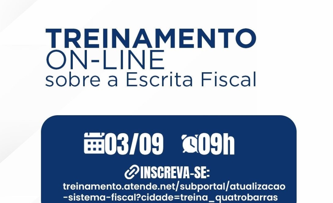 Treinamento on-line de Escrita Fiscal: transmissão acontece no dia 03 e ficará disponível por 30 dias