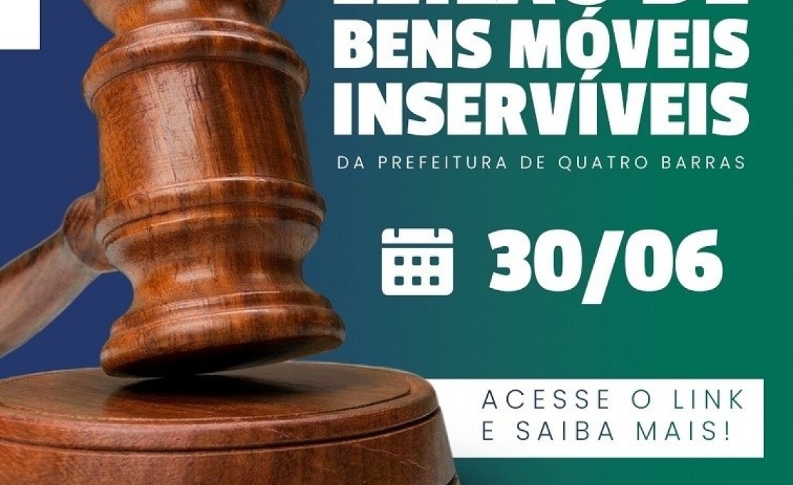 Prefeitura vai leiloar bens móveis inservíveis no próximo dia 30 de junho